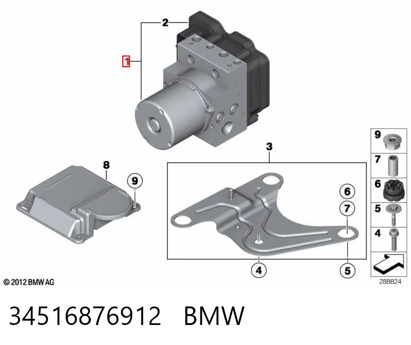 Блок ABS гидравлический на BMW 7  F01, F02, F03, F04