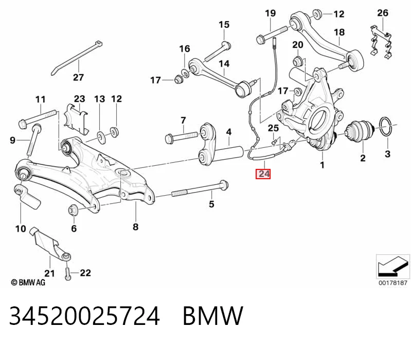 34520025724 BMW Датчик АБС (ABS) задний