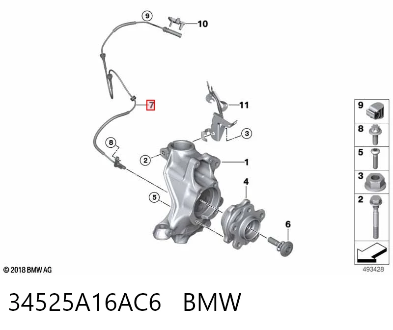 34525A16AC6 BMW Датчик АБС