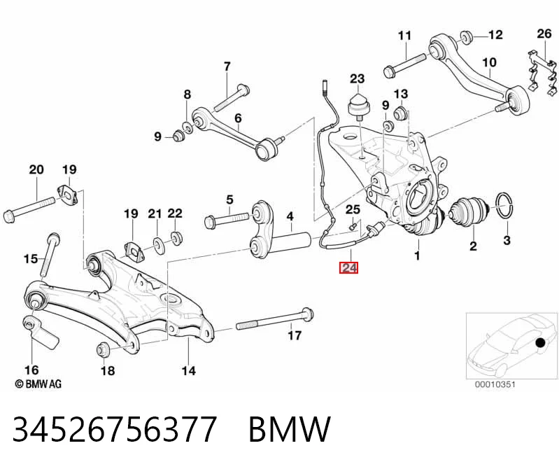 34526756377 BMW Датчик АБС (ABS) задний