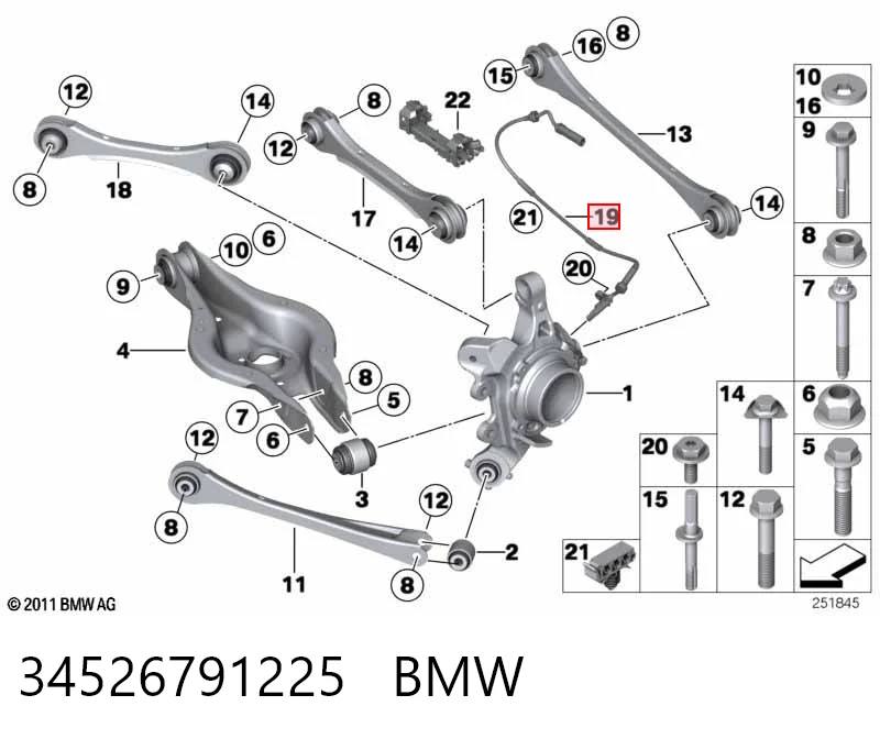 34526791225 BMW Датчик АБС (ABS) задний