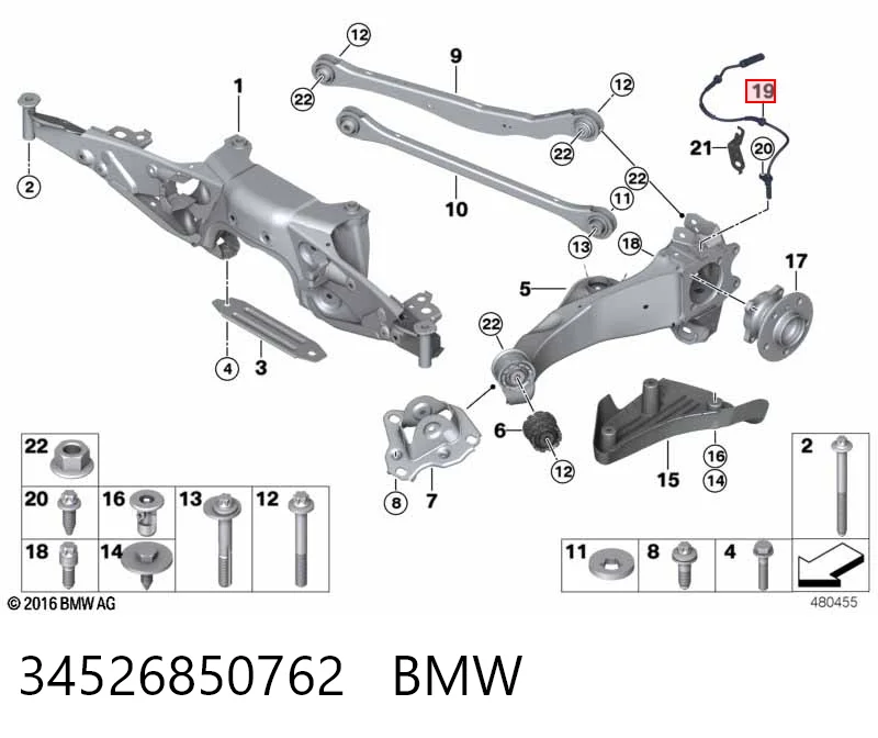 34526850762 BMW Датчик АБС (ABS) задний