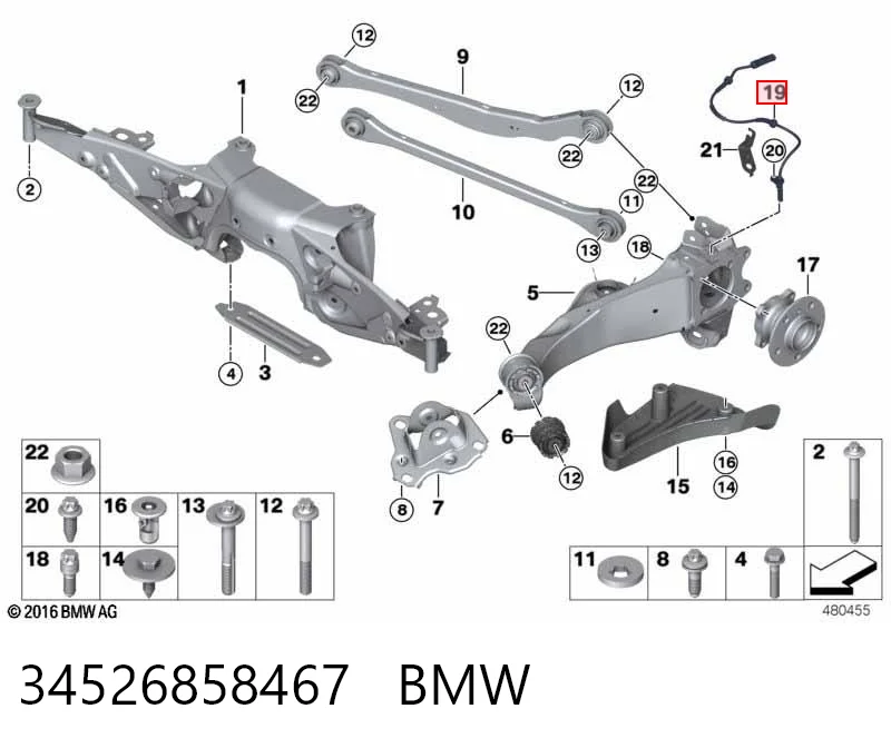 34526858467 BMW Датчик АБС (ABS) задний
