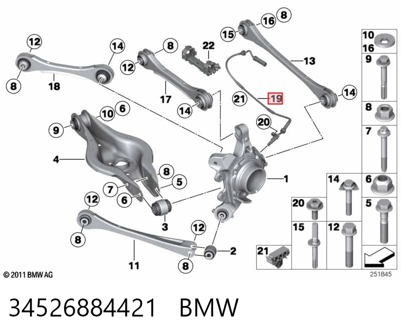 34526884421 BMW Датчик АБС (ABS) задний