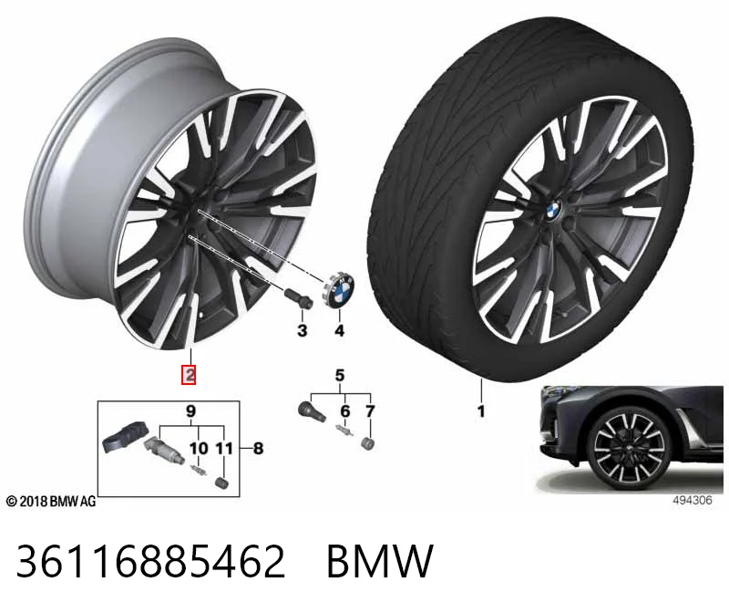 Диски колесные литые (легкосплавные, титановые) BMW 36116885462