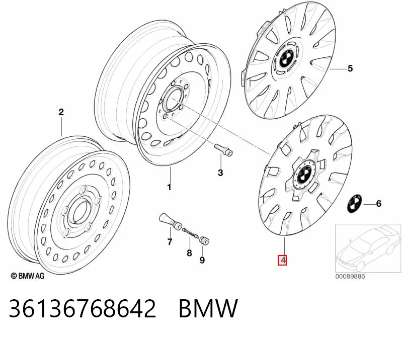 Колпаки на диски на BMW 3  E46
