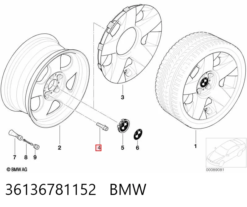 Болт колесный  BMW 7 седан (E65, E66, E67) (2001 - 2008) цена, от 2.40 USD