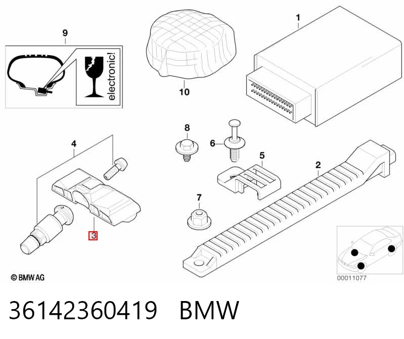 Купить 4D0907275F Bentley Датчик контроля давления в шинах