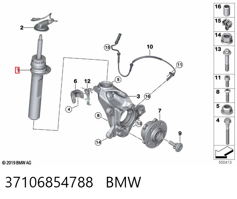 37106854788 BMW Амортизатор передней подвески правый