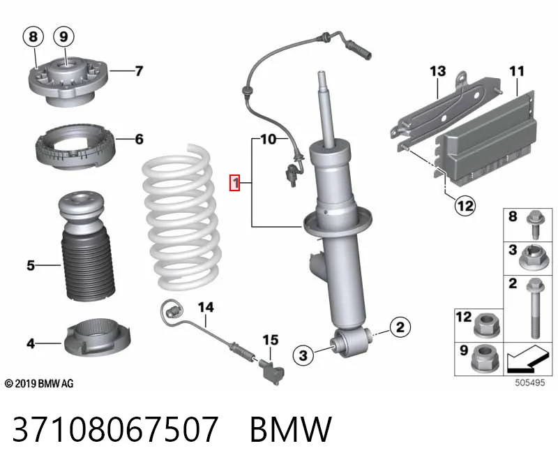 37108067507 BMW Амортизатор задней подвески, левый