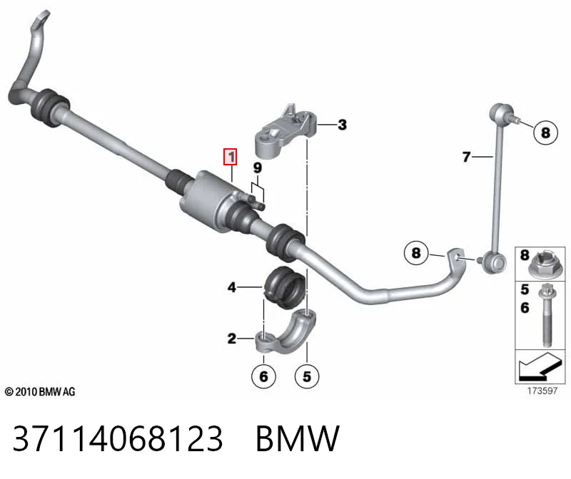 Стабилизатор задней балки на BMW 7  F01, F02, F03, F04