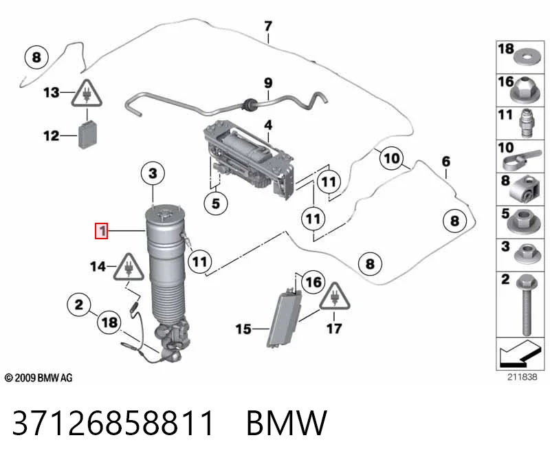 37126858811 BMW Амортизатор задней подвески, левый
