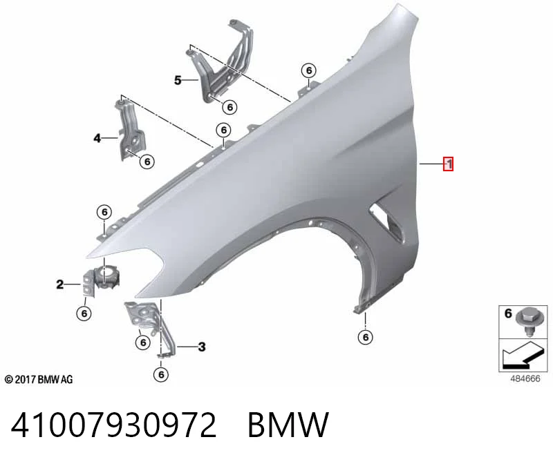 41007930972 BMW Переднее правое крыло
