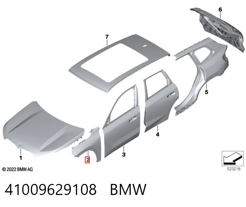 41009629108 BMW Переднее правое крыло