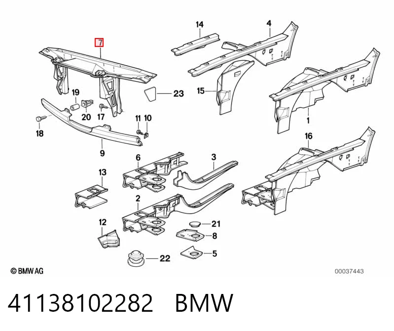 Суппорт радиатора в сборе (монтажная панель крепления фар) BMW 7 E32