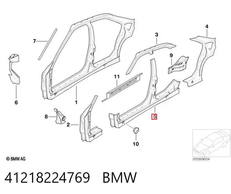 Левый внешний порог на BMW 3  E36