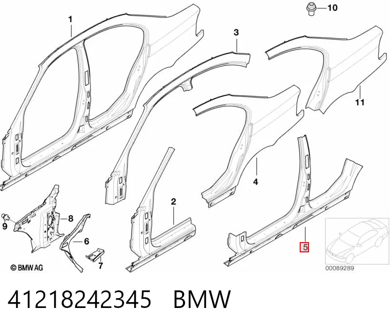 Левый внешний порог на BMW 3  E46