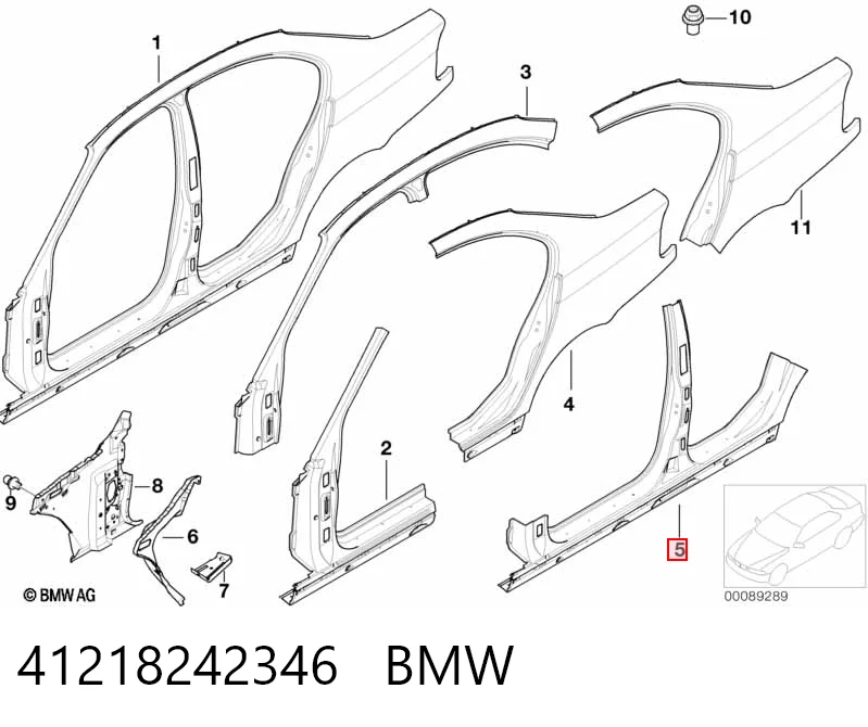 Порог наружний правый на BMW 3  E46