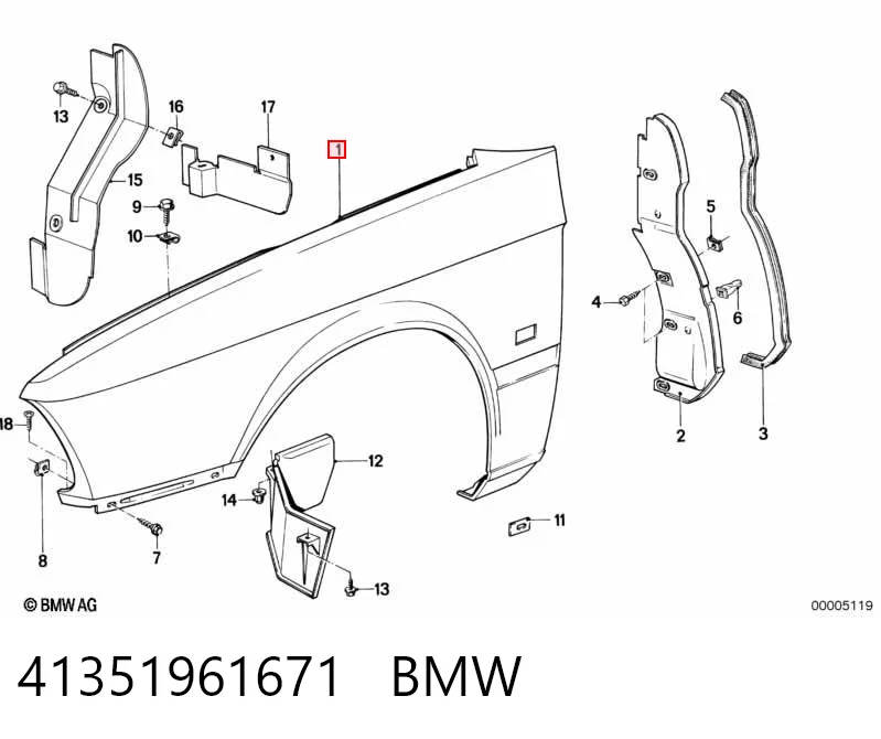 Крыло переднее левое BMW 5 E28