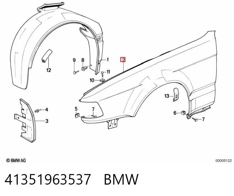 Переднее левое крыло на BMW 7  E32