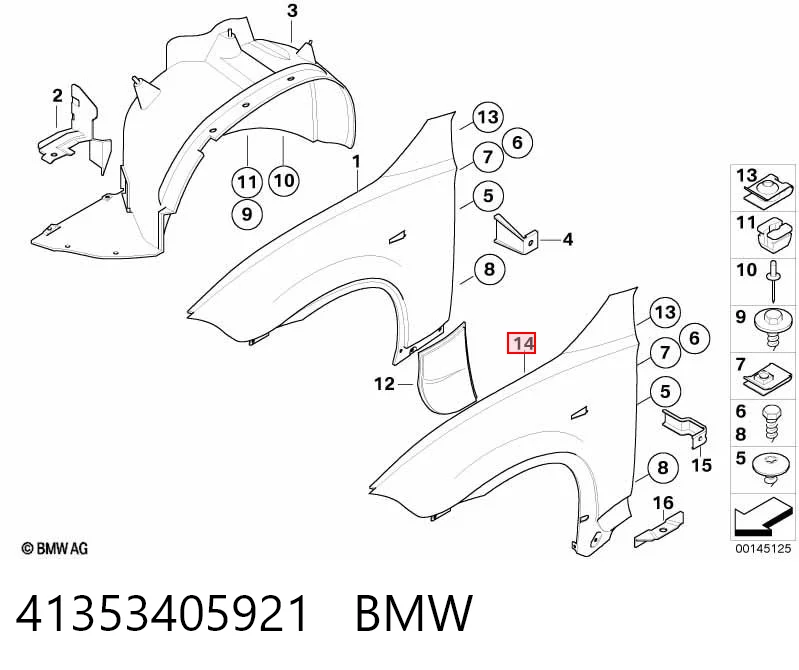 Переднее левое крыло на BMW X3  E83