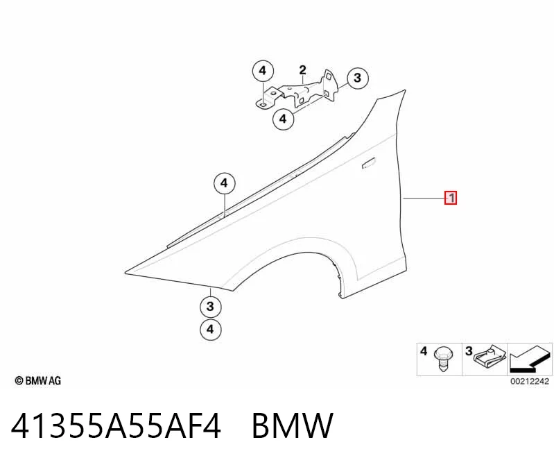 41355A55AF4 BMW Переднее правое крыло