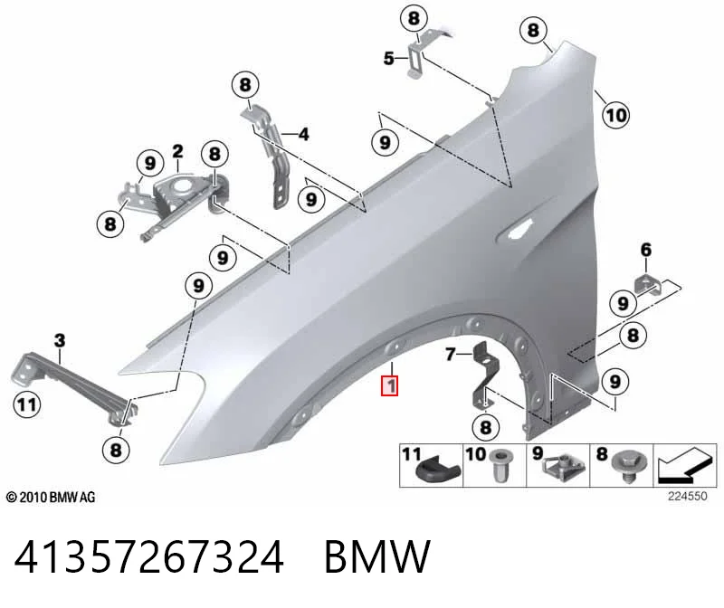 Переднее правое крыло на BMW X3  F25