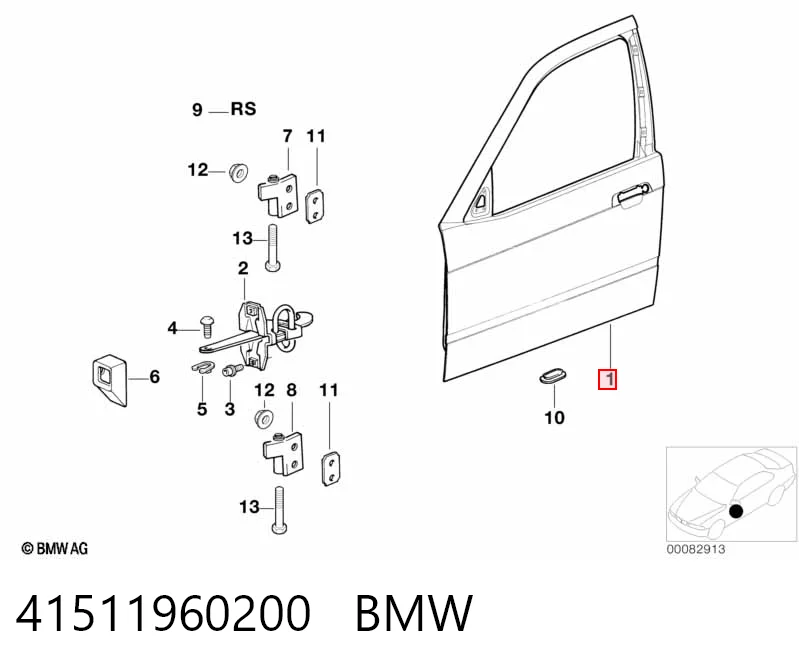 Дверь передняя правая BMW 3 седан (E36) (1990 - 1998) цена, от 22.60 USD