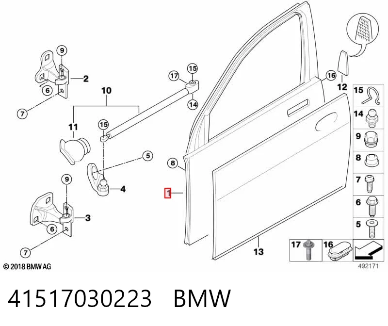 Водительская дверь на BMW 7  E65, E66, E67