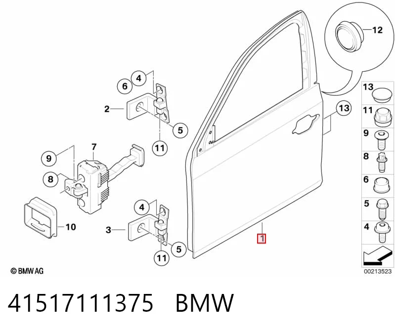 Передняя левая дверь BMW 5 седан (E60) (2003 - 2009) цена, от 59.46 USD