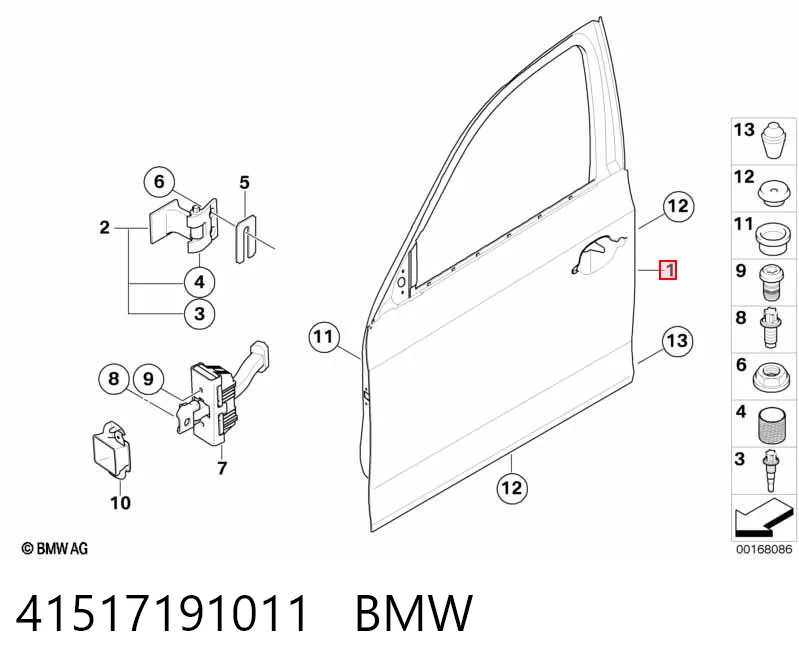 Передняя левая дверь BMW 1 хэтчбек (E81) (2006 - 2012) цена, от 114.03 USD