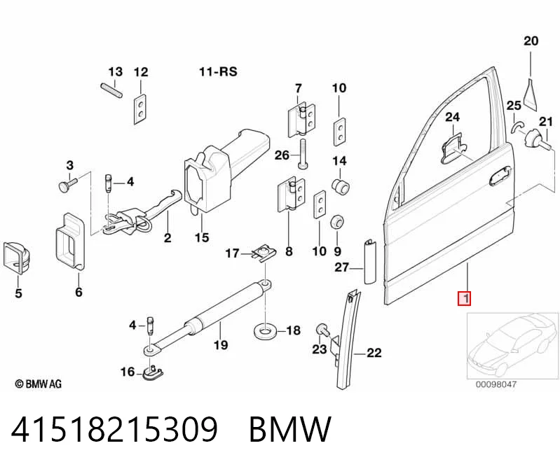 Передняя левая дверь BMW 7 седан (E38) (1994 - 2001) цена, от 253.40 USD