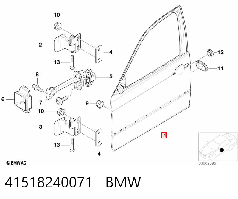 Передняя левая дверь BMW 3 седан (E46) (1998 - 2005) цена, от 8.47 USD