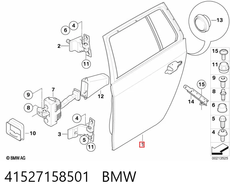 Дверь задняя, левая BMW 5 универсал (E61) (2003 - 2009) цена, от 57.02 USD