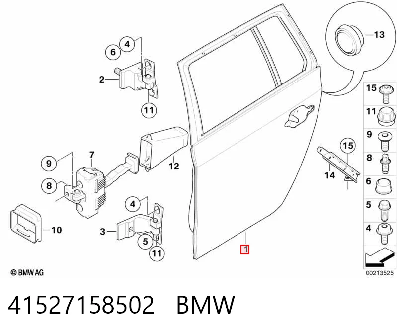 Дверь пассажирская задняя правая BMW 5 универсал (E61) (2003 - 2009) цена, от 18.28 USD