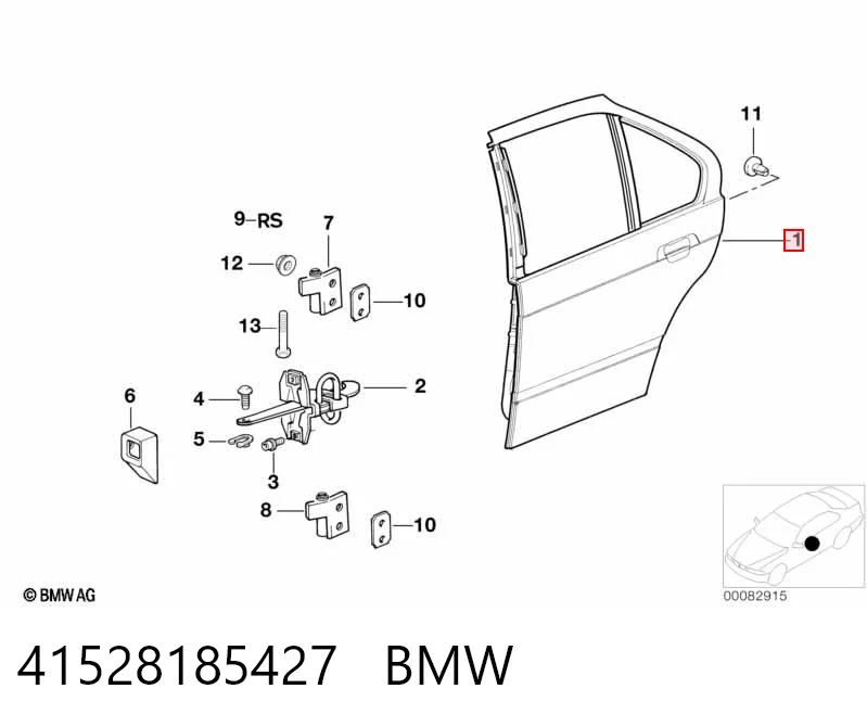 Дверь задняя, левая BMW 3 седан (E36) (1990 - 1998) цена, от 13.31 USD