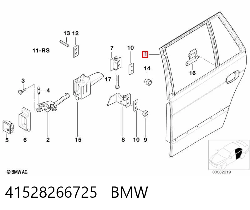 Дверь задняя, левая BMW 5 универсал (E39) (1997 - 2004) цена, от 22.65 USD