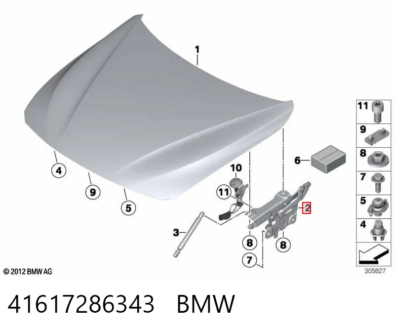 41617286343 BMW Шарнир капота левый