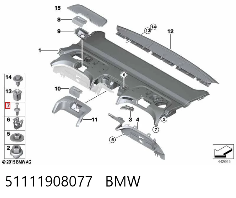 51111908077 BMW Клип крепления подкрылка переднего крыла