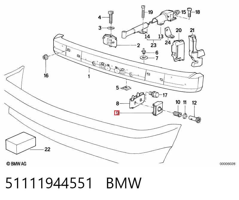 51111944551 BMW Направляющая переднего бампера
