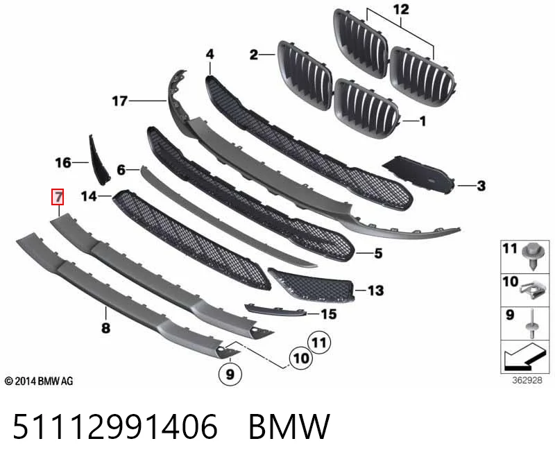 51112991406 BMW Губа переднего бампера