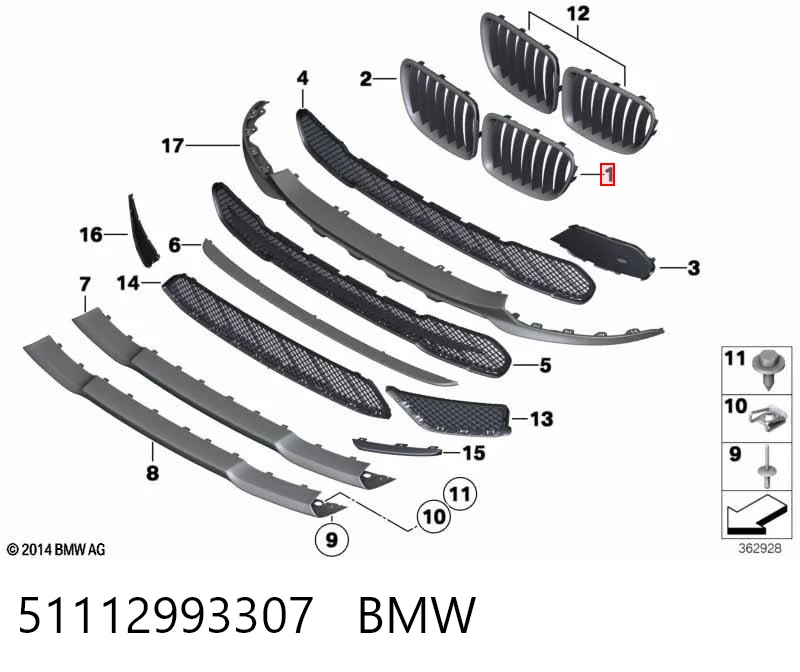51112993307 BMW Решетка радиатора левая