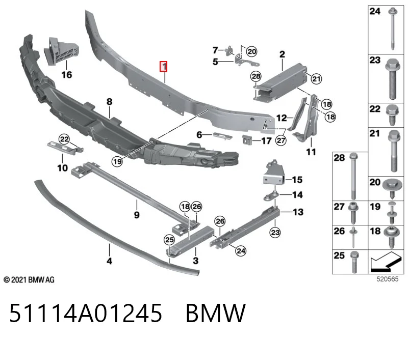 51114A01245 BMW Балка бампера переднего