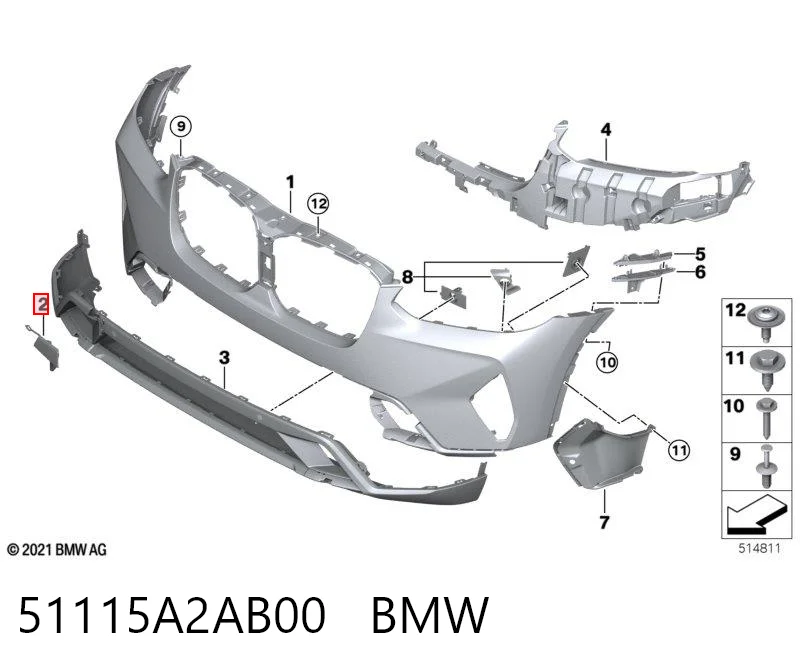 51115A2AB00 BMW Передняя заглушка бампера буксировочного крюка