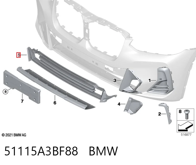 51115A3BF88 BMW Центральная решетка переднего бампера
