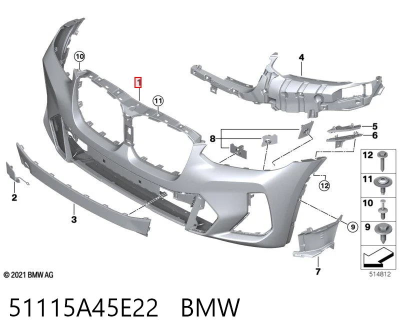 51115A45E22 BMW Бампер передний в сборе