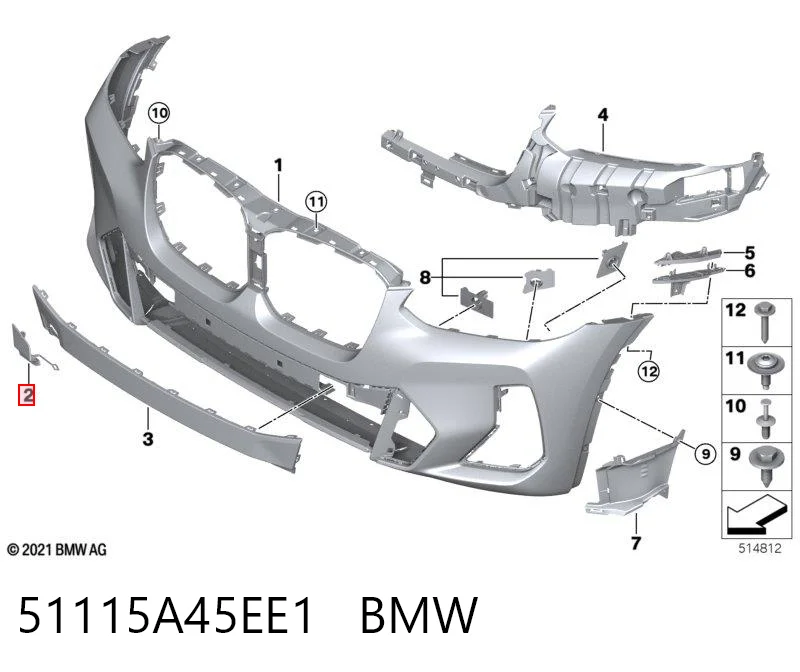 51115A45EE1 BMW Передняя заглушка бампера буксировочного крюка