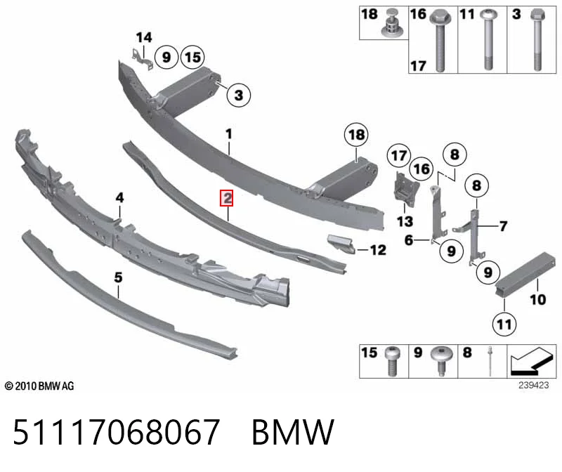 Шина бампера переднего BMW 7 седан (F01, F02, F03, F04) (2008 - 2015) цена, от 44.87 USD