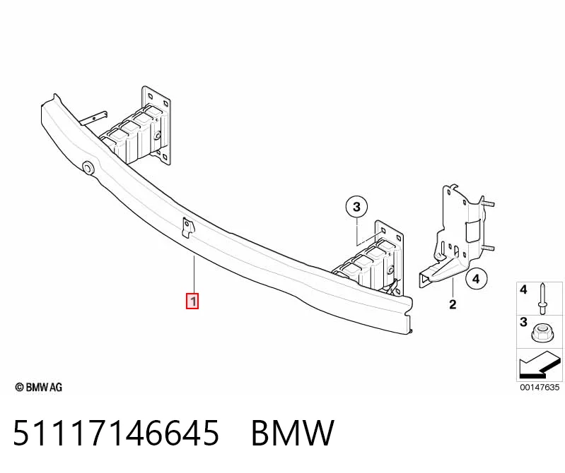 Шина бампера переднего BMW 3 седан (E90) (2004 - 2013) цена, от 36.05 USD
