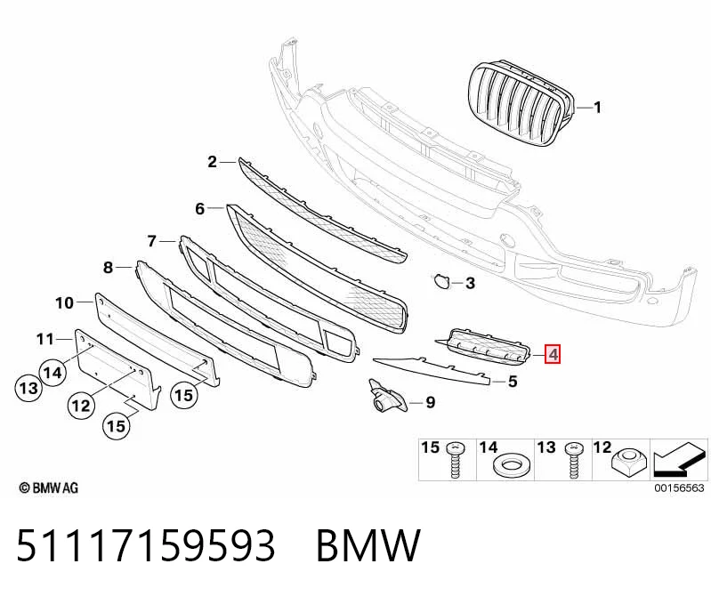 51117159593 BMW Решетка бампера переднего левая